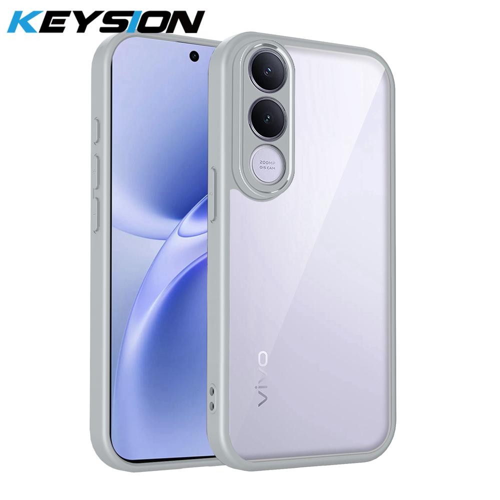 KEYSION Transparent Phone Case for VIVO V70 FE Soft Silicone+PC HD Clear Simple Shockproof Phone Back Cover for VIVO V70 FE 5G