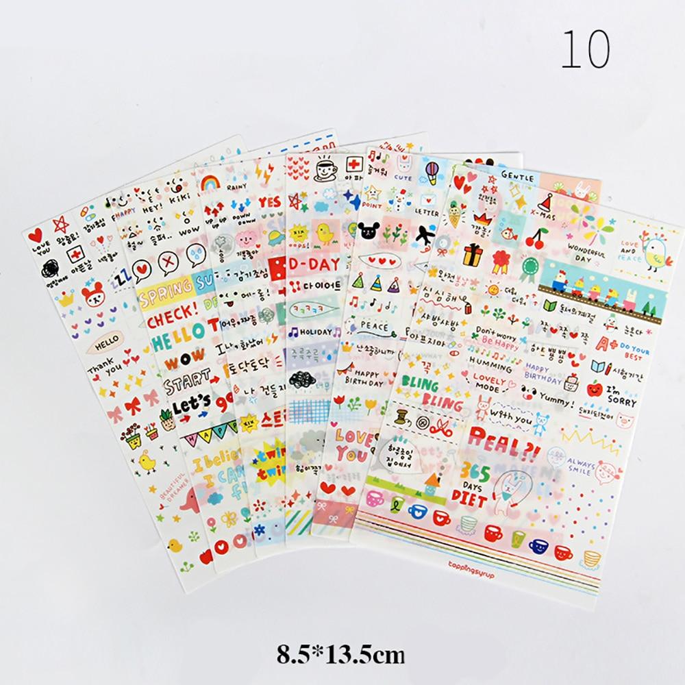 6 Sheets Cartoon Creative Stickers DIY Scrapbook Diary Phone Decorative Stickers Stationery