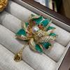 Lotus Pendant Enamel Brooch Badges Fashion Pearl Flower Exqusiite Pin Jewelry