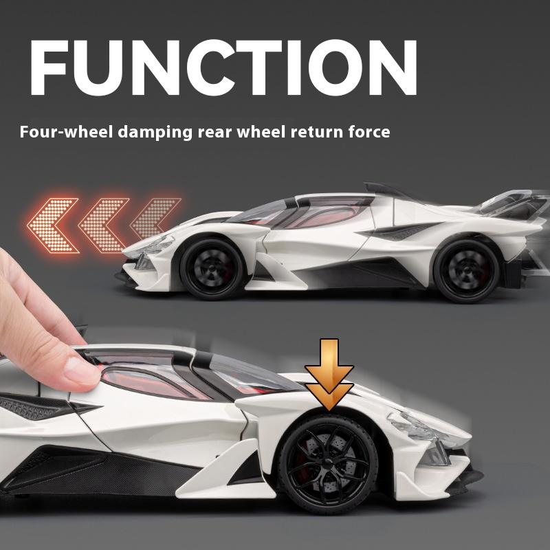 1:18 EVO alloy model toy car, futuristic shape, four-wheel shock absorption, cool sound and light, Christmas gifts