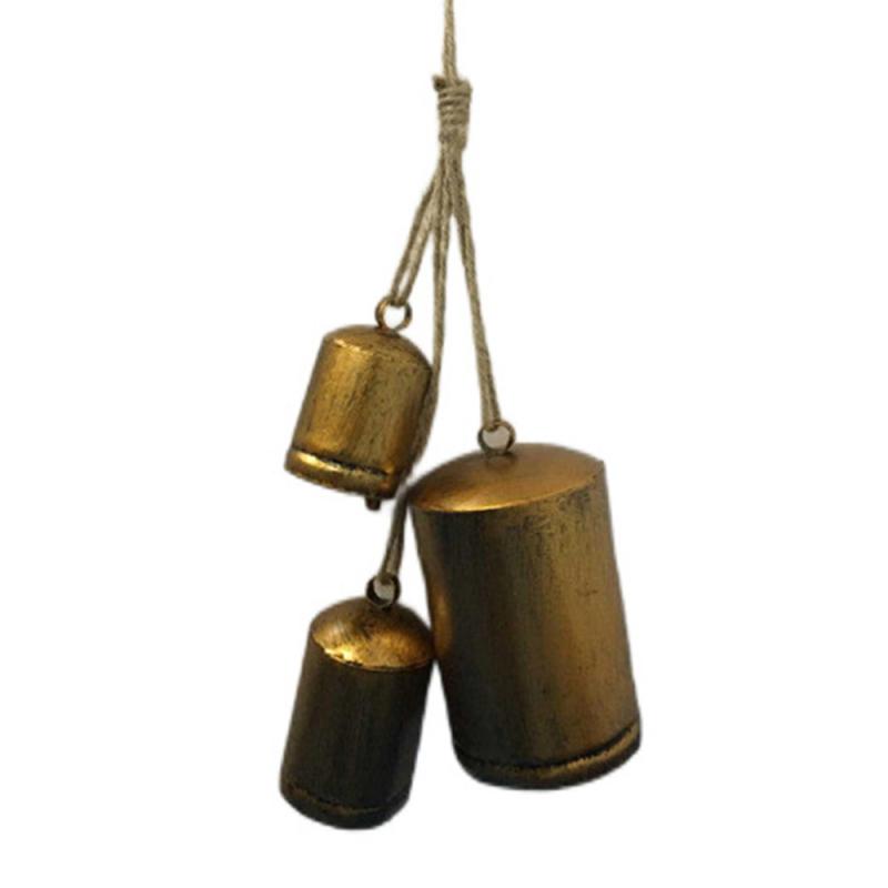 Sinos de latão rústicos Harmony Vintage Sinos de vaca de Natal para decoração 3PCS Bronze Cowbell Crafts Country Style Decoração de casa