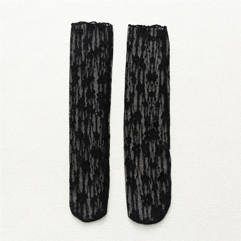 Japan Style Sexy Lace Ruffle Socks Ultra-thin Transparent Summer Hollow Mesh Crew Socks Women Fashion Harajuku Retro Socks