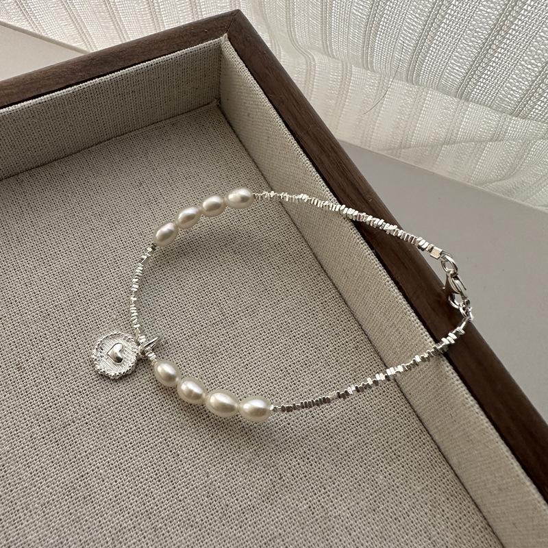 S925 Sterling Silver Niche Love Broken Silver Pearl Necklace Fashionable Personality Blogger Bracelet 925 silver