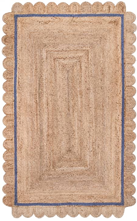 Blue Anna Scalloped Jute Area Rug