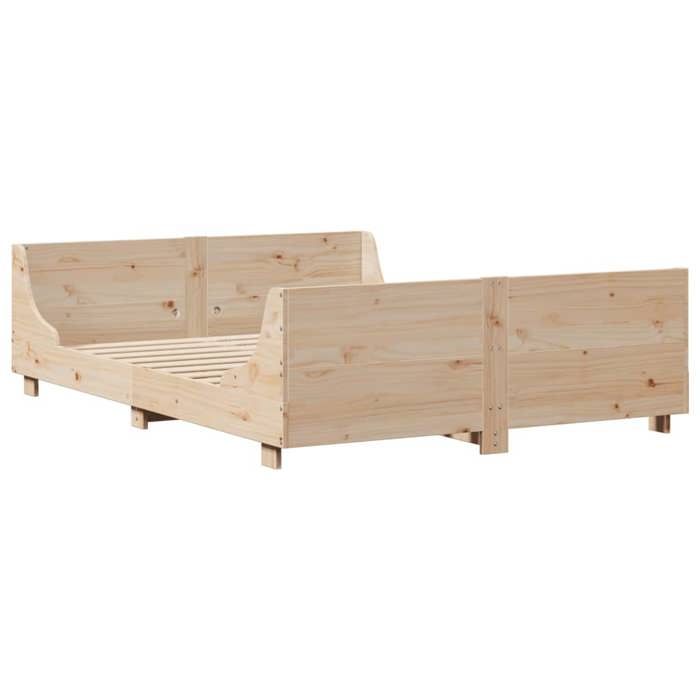 VidaXL Cadre de lit avec tête de lit 135x190 cm bois de pin massif, lit, mobilier de chambre à coucher, lit en bois, lit 3302288
