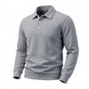 Men S Long Sleeve Waffle Knit Polo Shirt Loose Fit