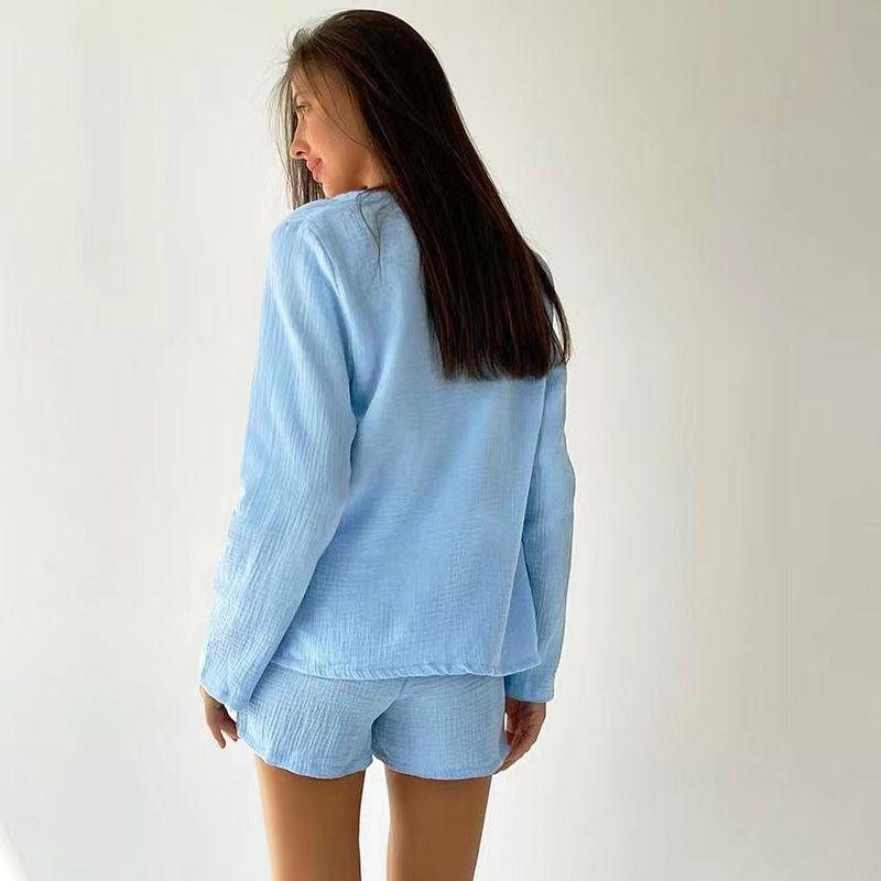Western Style New Summer Long sleeve Shirt Shorts Loose Set Home Wear Shirt and Shorts Set