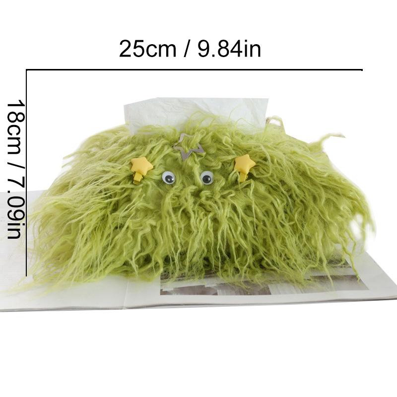 1Pc Polyester Fiber Plush Tissue Bag Table Napkin Boxes DIY with Little Hairpin Living Room Toilet Paper Cartoon Monster
