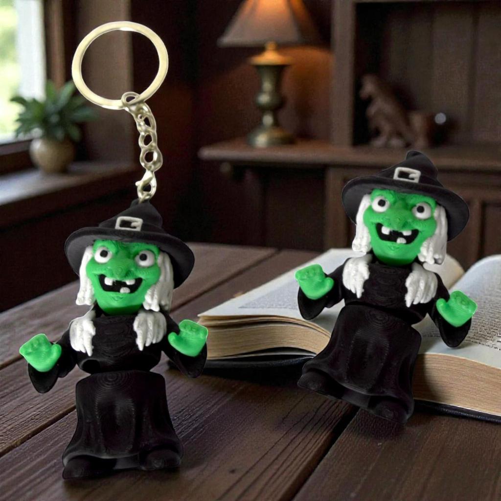 3D Printed Magic Witch Keychain Pendant Ornament