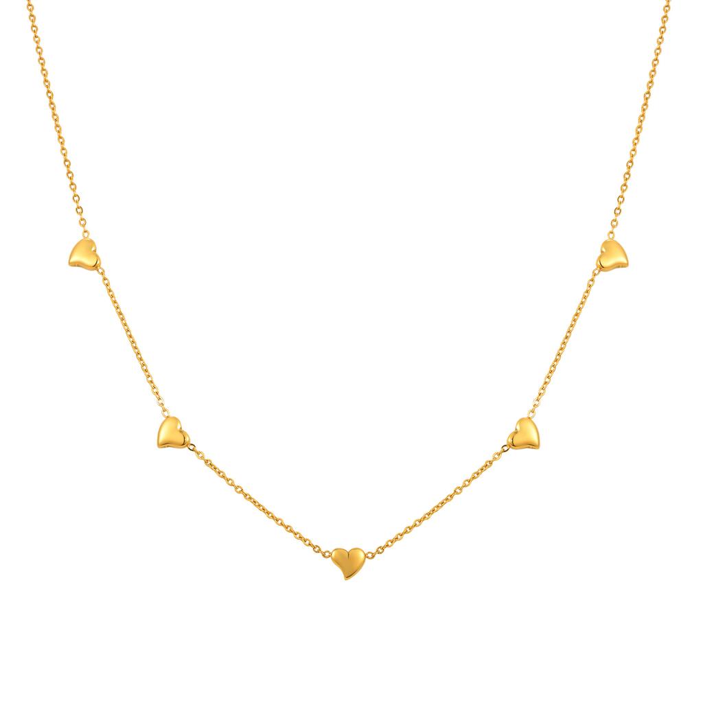 Vnox Multiple Styles Stainless Steel Necklace For Women, Heart Flower Star 18K Gold Plated Choker Accessories Charms Jewelry