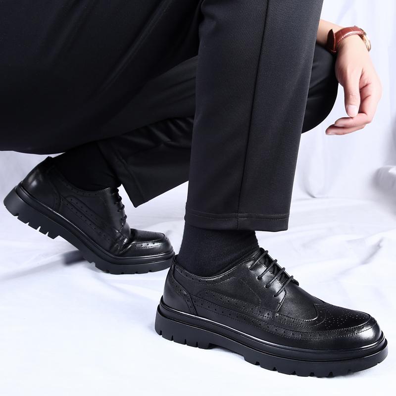 Kvalitní boty Oxford pro zvýšení výšky Pánské boty k obleku z pravé hovězí kůže Brogues Svatba Formální Retro Boty v britském stylu