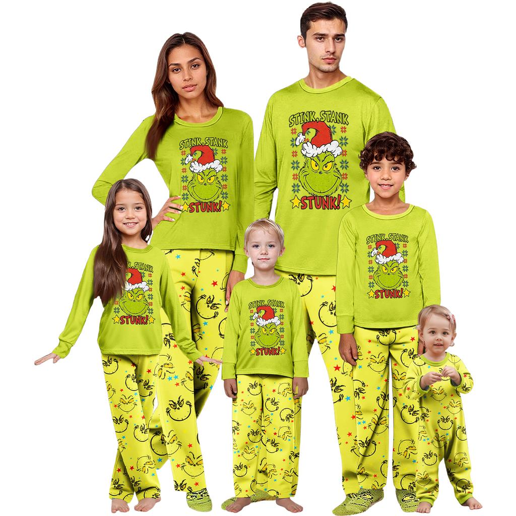 Ebeveyn-Çocuk Noel Baskılı Ev Takımı Uzun Kollu Üst Ve Pantolon