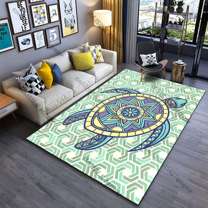 Bunter Teppich mit Schildkrötenmuster Yoga Wohnzimmer Raumdekoration Krabbeldecke für Kinder Fußmatte Teppich Spielmatte