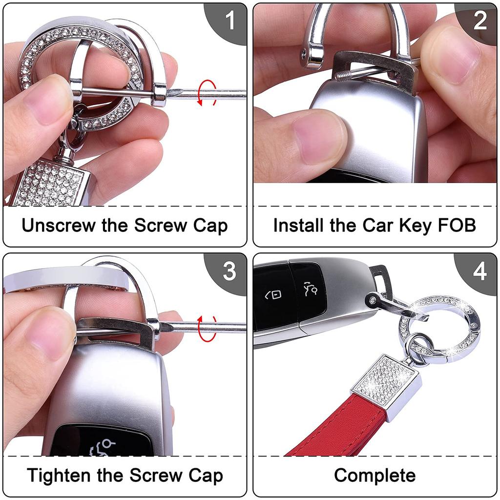 Wisdompro Car Key Chain, Sparkling Genuine Leather, Car Key Chain,