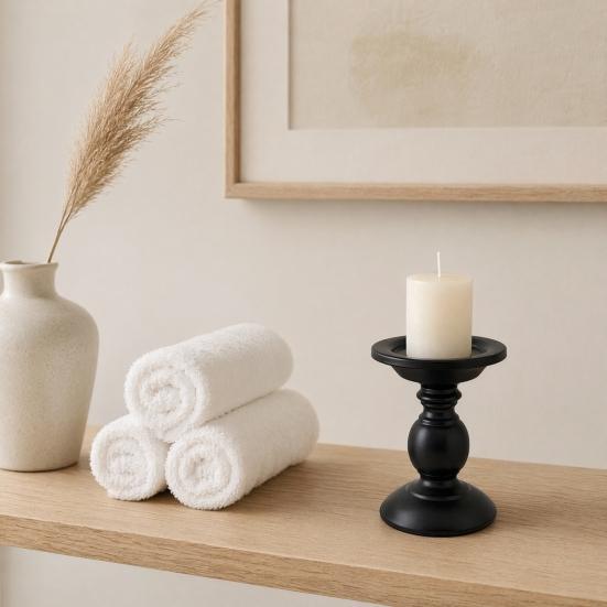 huaqianguhh Vintage Candle Holder, Black Matte Pillar Holders, Metal Heat-Resistant Stand for Scented Candles And Tealights, Retro Candlestick Dining