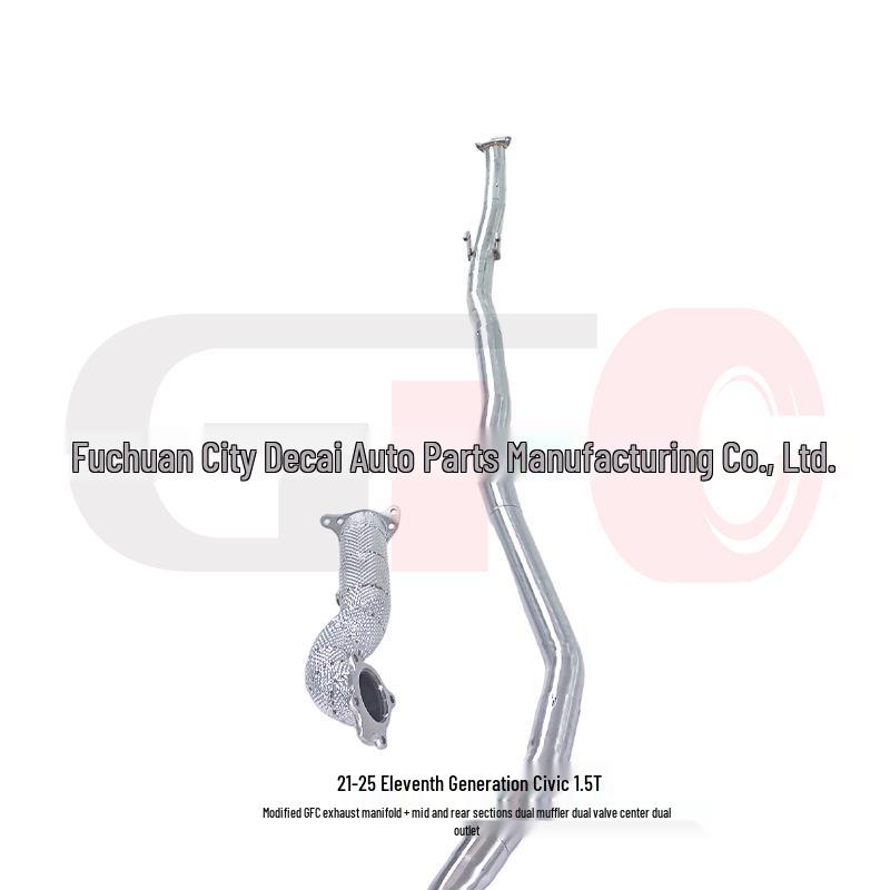 Carbon Fiber Dual-Valve Tailpipe for 11th Gen Civic 1.5T – Front, Mid, and Rear Sections with Dual-Pipe, Double-Outlet Design