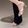 Women's Fashion Lace-Up Round Toe Peep Toe High Heels Summer New Cross Strap Versatile Strap Stiletto Sandal