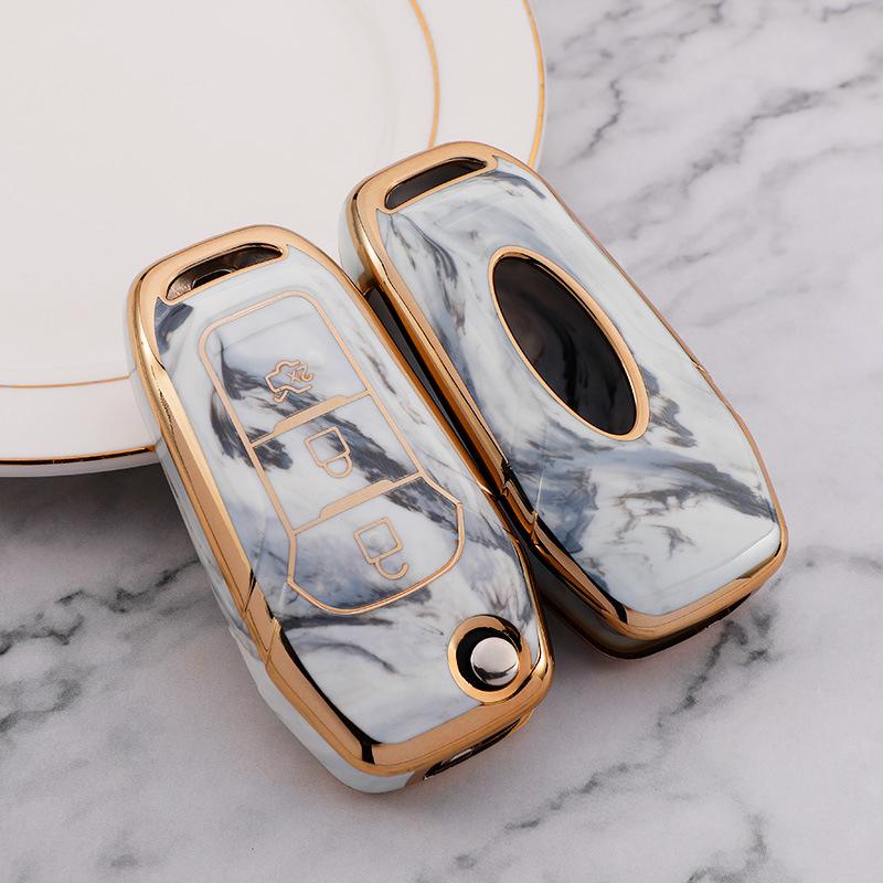 Guochao Ford Car Key Case for Focus, Escort, Mondeo, Edge, Ecosport - TPU Full Protection