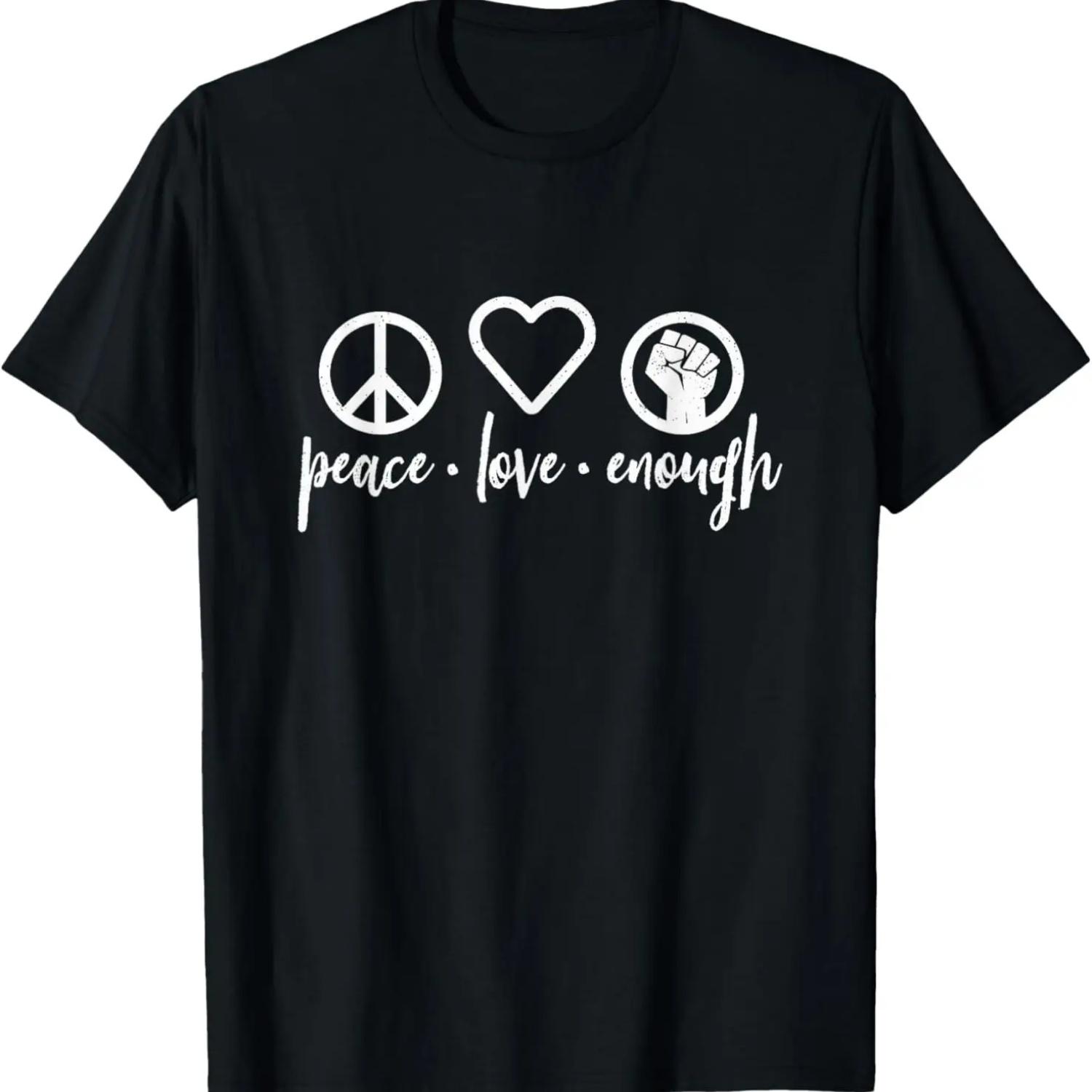 Peace Love Enough TShirt Cool Script Icons (Dark) S чёрный