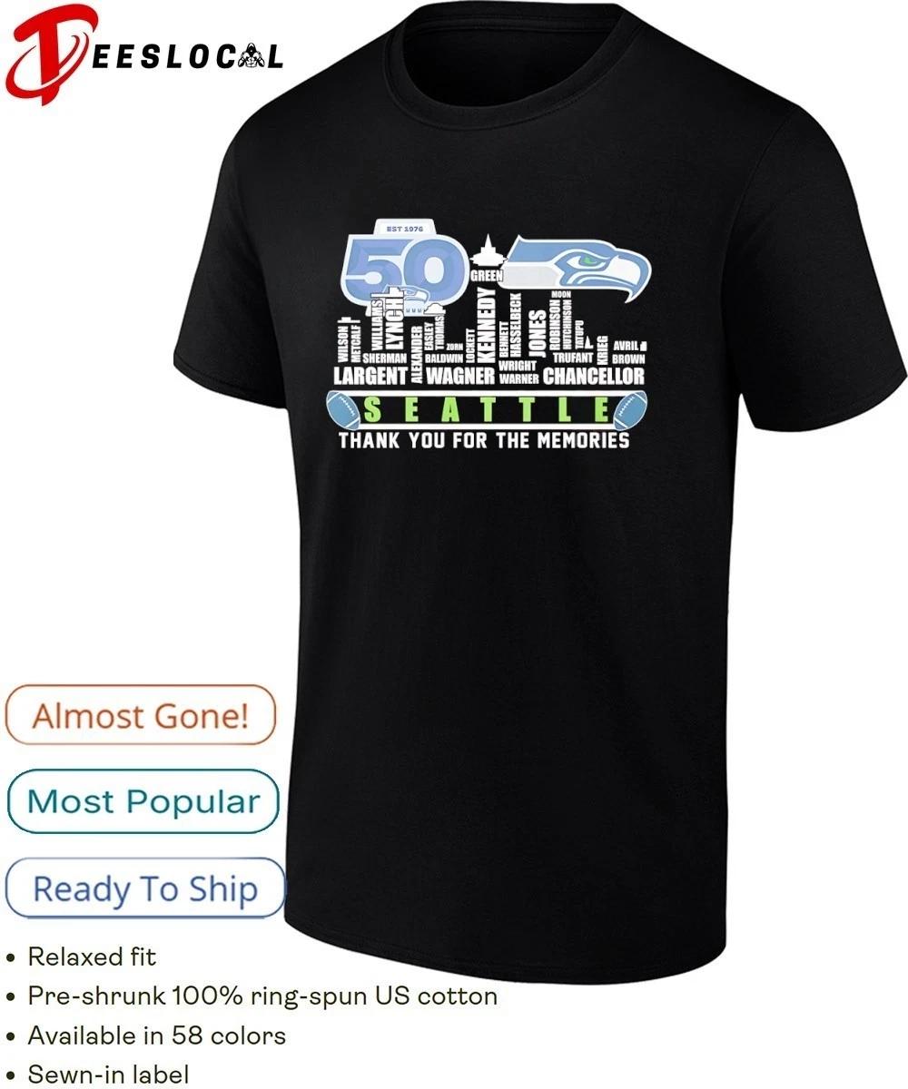 Seattle Seahawk 50th Anniversary est 1976 city skyline shape tks memories shirt S