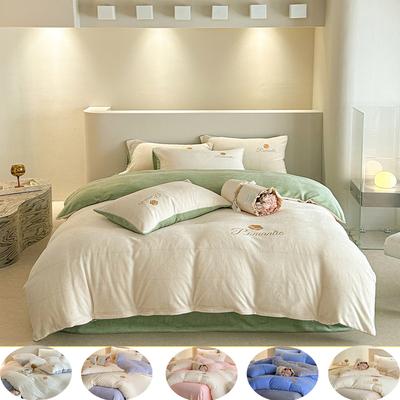 Winter warm 4-delig melkborduurwerk thuis textiel bed dekbedset laken