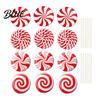 Spiral Candy Cane Party Supplies 12Pcs Christmas Yard Stakes Hollow Board Garden Decor with Metal Spikes Themed Seasonal Decorations Red White Green