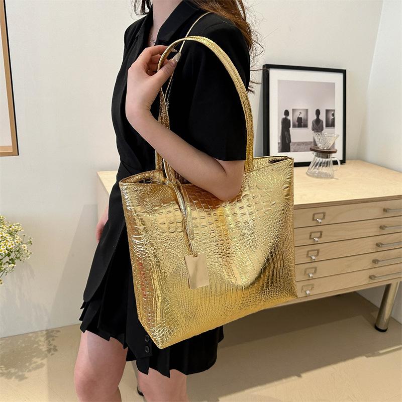 Bags Women's Large-capacity New Portable Shoulder Bags, Crocodile Pattern Fashion Women's Bags, Versatile Commuter Shopping Tote Bags