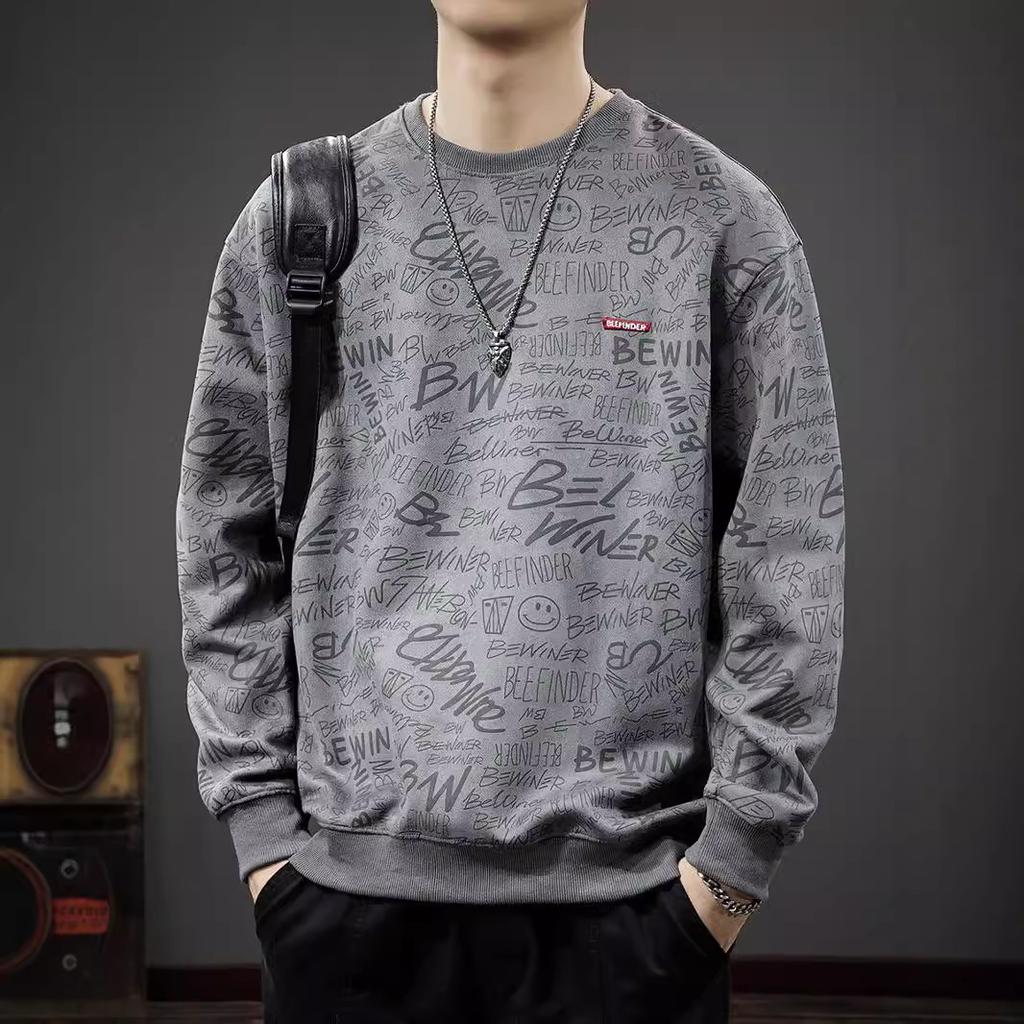 Autumn Suede Crew Neck Sweater Men'S American Trendy Brand Full Of Heavy Loose Long-Sleeved Tops And Coats