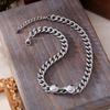 Chic European & American Fashion Stainless Steel Necklace & Bracelet Set - Light Luxury Decorative Chain