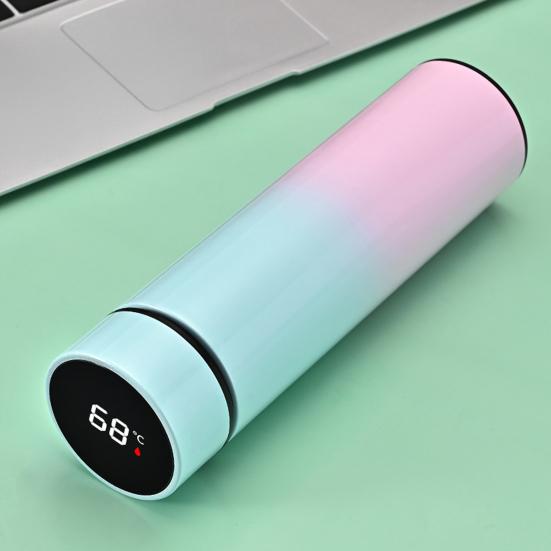 Yousheng Smart Thermal Mug with Temperature Display 500ML Stainless Steel Vacuum Insulated Bottle Tea Bag Filter Portable Travel Cup for Hot Cold