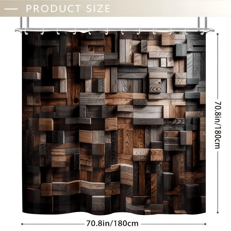 Duschvorhang mit Holzwand-Design - Strapazierfähiges Polyester, Leicht zu reinigen, Haken im Lieferumfang für Badezimmer- und Duschwannen-Dekoration