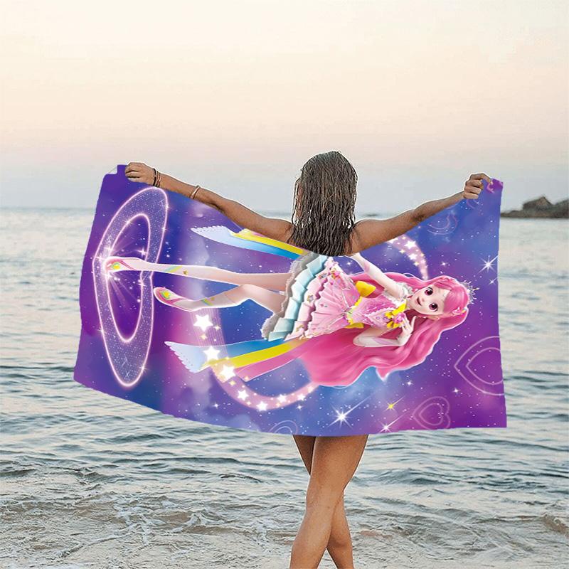 1pc Catch Teenieping Magic Sweethear Beach Towel, Beach and Seaside Swimming Pool Equipment, Fashion Pattern, Rectangular, Travel Essentials