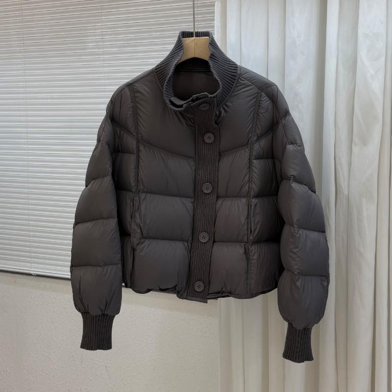 Womens Short Puffer Jacket With 90% White Duck Down Fill Loose Fit Stand Collar Winter Coat Petite