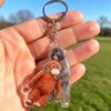 Monkey Keychain Pendant Cute 2D Flat Acrylic Pendant Punch The Monkey Holding Orangutan Plush Toy Keychain Bag Charm Gift for Friends