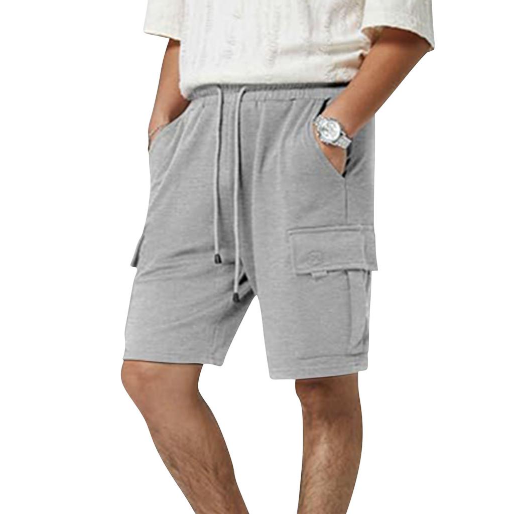 Men Casual Relaxed Fit Drawstring Waist Shorts with Multiple Pockets for Sports and Activities Lightweight Material