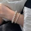Baroque Pearls Bracelet White Wide Bangle Unique Elastic Bracelet  Girl