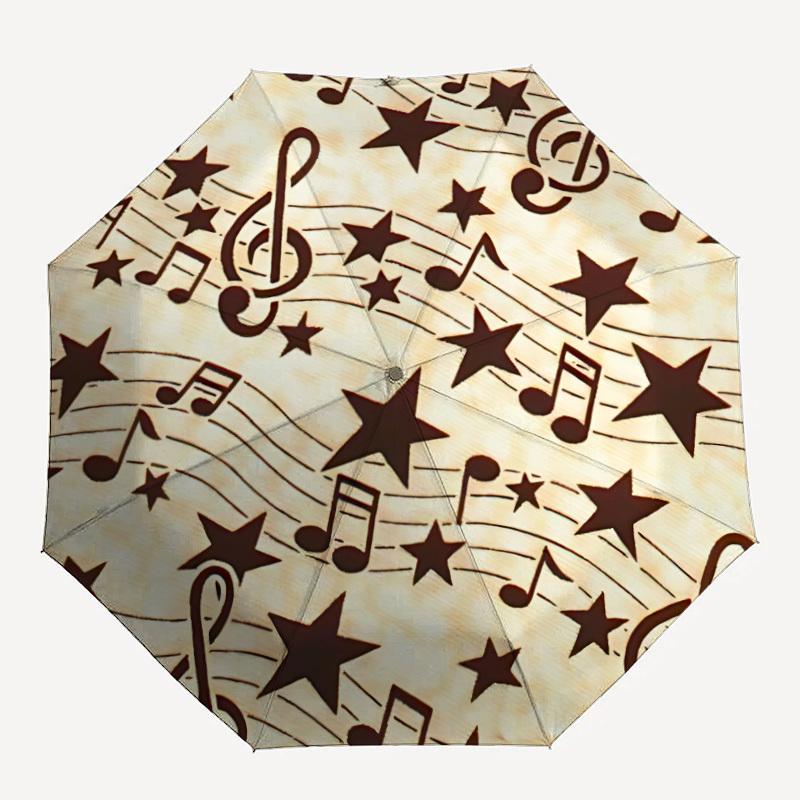 

1pc Music Notes Pattern Auto-Fold Umbrella with One-Touch Open/Close - 8 Reinforced Ribs for Windproof Stability, yy251118182