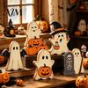 Compact Festive Room Decorations Halloween Cute Ghost Sign, Pumpkin Tombstone Wooden Plaque Decorative Figurines for Fireplaces Tiered Tray