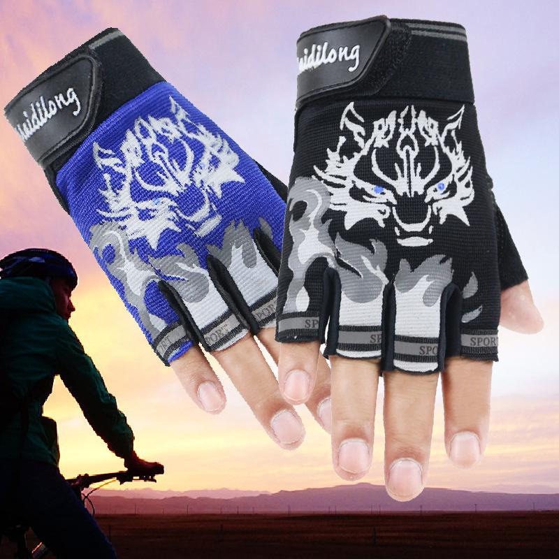 

Eating Chicken Half Finger Gloves Outdoor Sports Wolf Head PlayerUnknown s Battlegrounds Sunscreen One Size - червоний