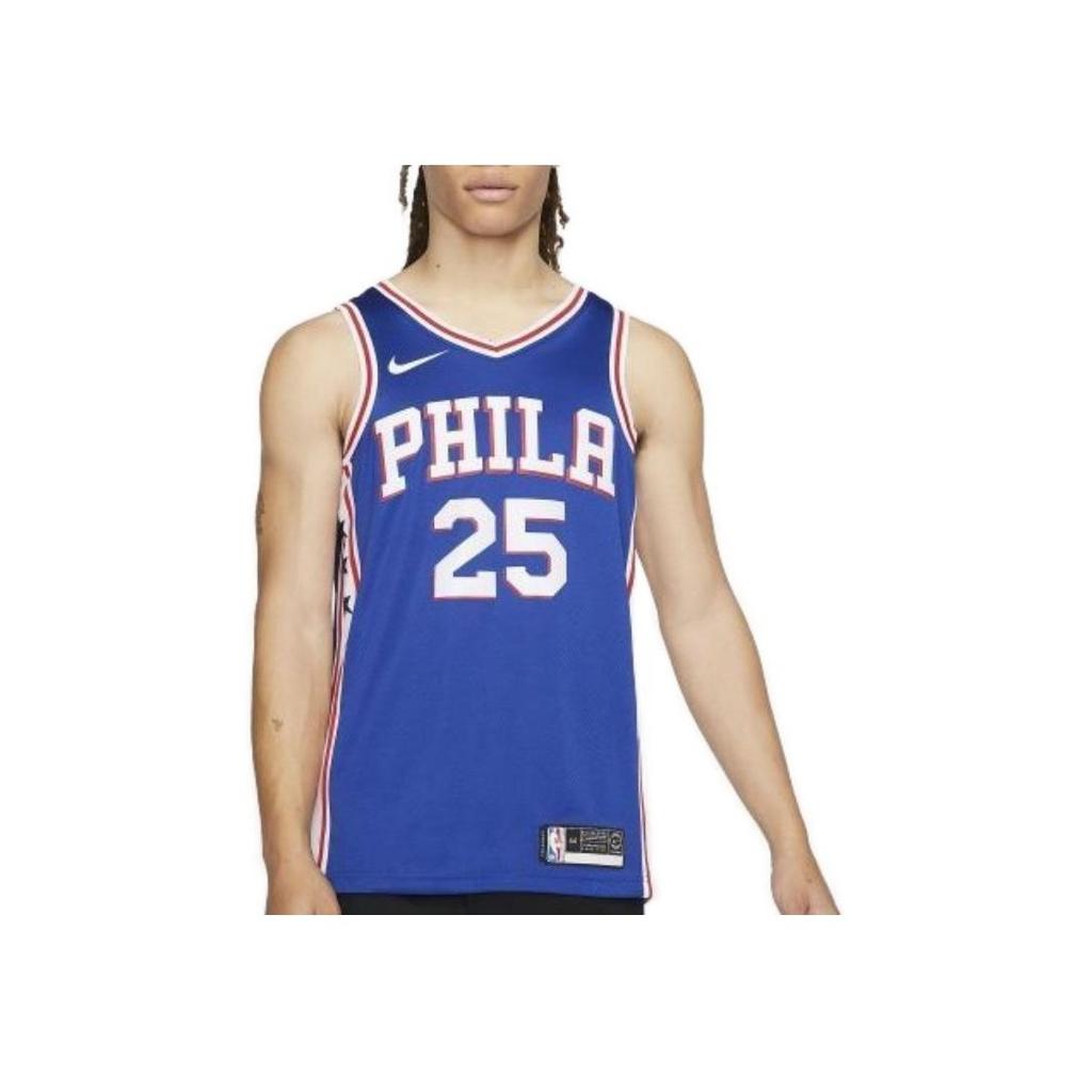 Nike NBA 2020 Season Philadelphia 76ers Jersey, Simmons No. 25 Men Tops Light-Blue CW3678-498