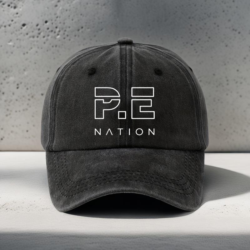 Lightweight Breathable Baseball Cap with P E NATION Letter Print Casual Unisex Hat for Outdoor Travel Beach