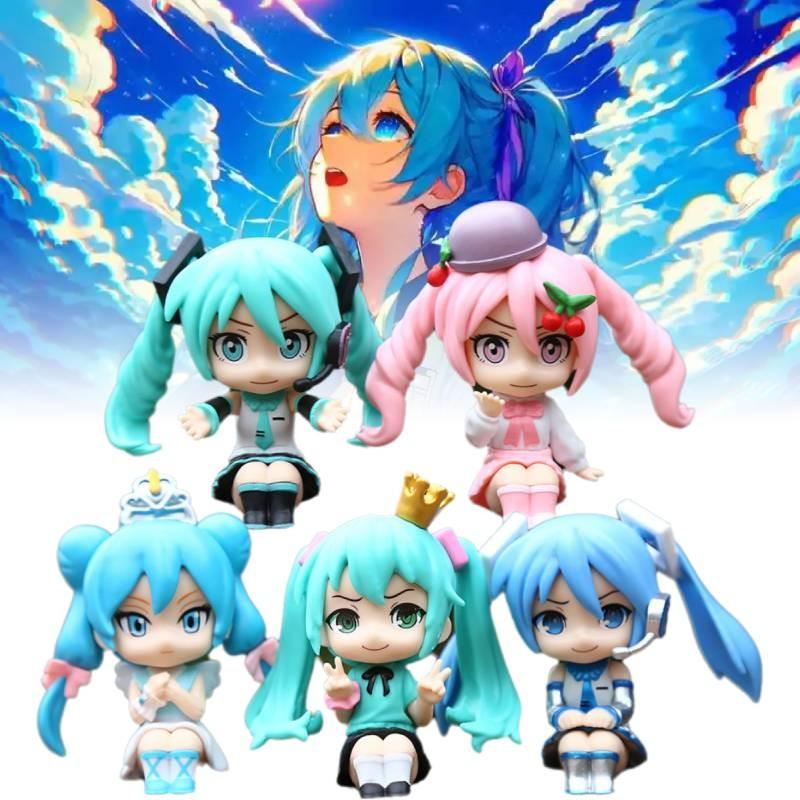 5pcs Miku Hatsune Q Version Model Toy Cartoon Children Cake Decoration Baking