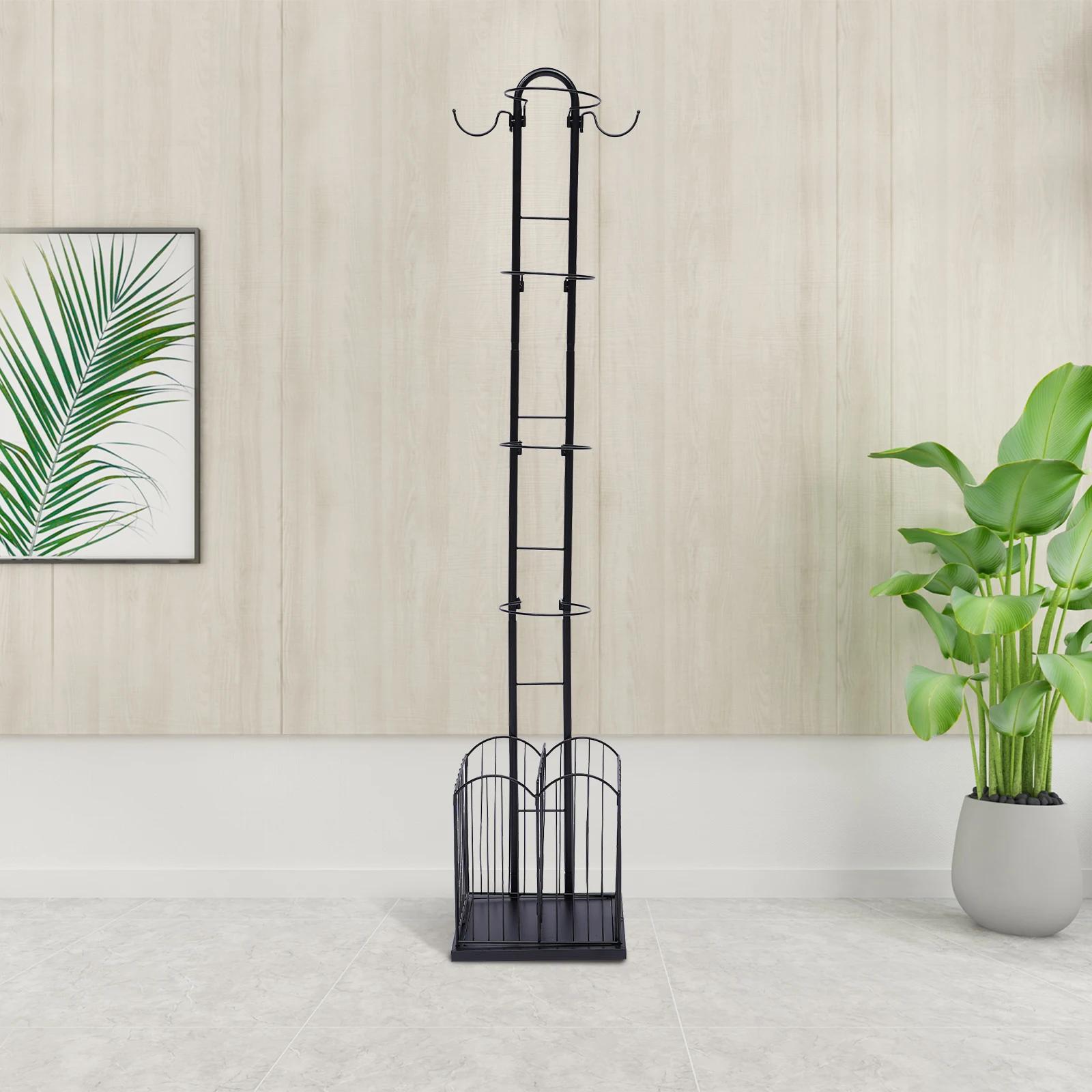 

Iron Sports Ball Storage Rack, Black Modern Ball Holder Stand with 4 Basket Organizer, Free Standing Basketball Soccer Ball Cage чорний