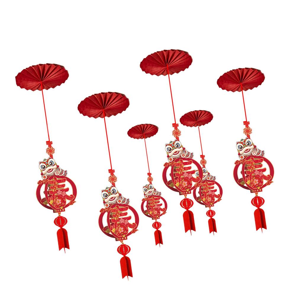 Lunar Year Red Paper New Year Ceiling Pendant Set 3D Decorative Ceiling Decor for Chinese New Year 2026 Festive Events