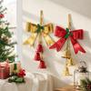 Christmas Red Iron Bell With Bow Decorative Hanging Ornament Hotel Mall Window Display Party Decoration