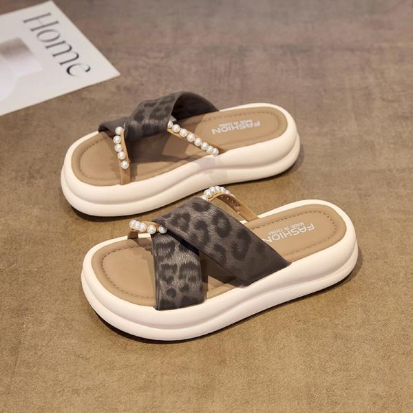 

Модные домашние тапочки на платформе женские роскошные туфли пантофли шлепанцы с ниткой из бусин дизайнерские 2025 мягкие летние женские туфли тапочки повседневные St 35