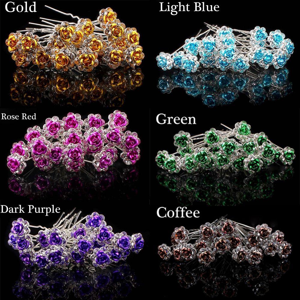 20PCS Jewelry Bridal Engagement Rhinestone Crystal Flower Hairpins Hair Clips