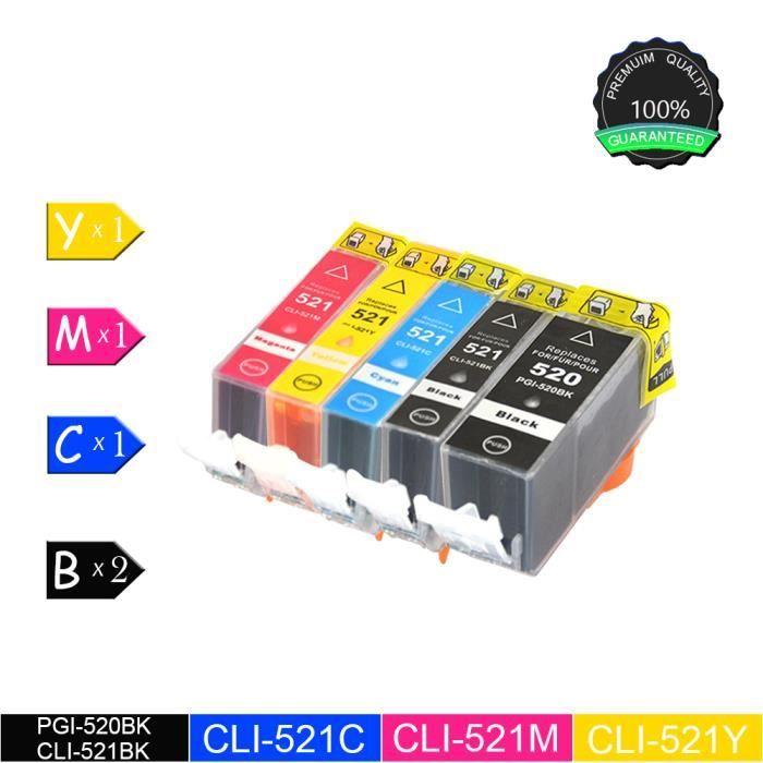 

Canon PGI-520 Black CLI-521 Black Cyan Yellow Magenta Ink Cartridge 5-Pack