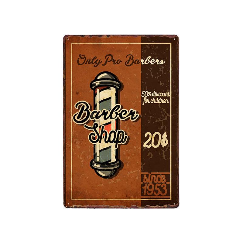 Hohappyme Vintage Barber Shop Metal Signs Barbershop Poster Bar Pub Retro Plaque Haircut and Shave Beard Iron Plates 20x30 Cm