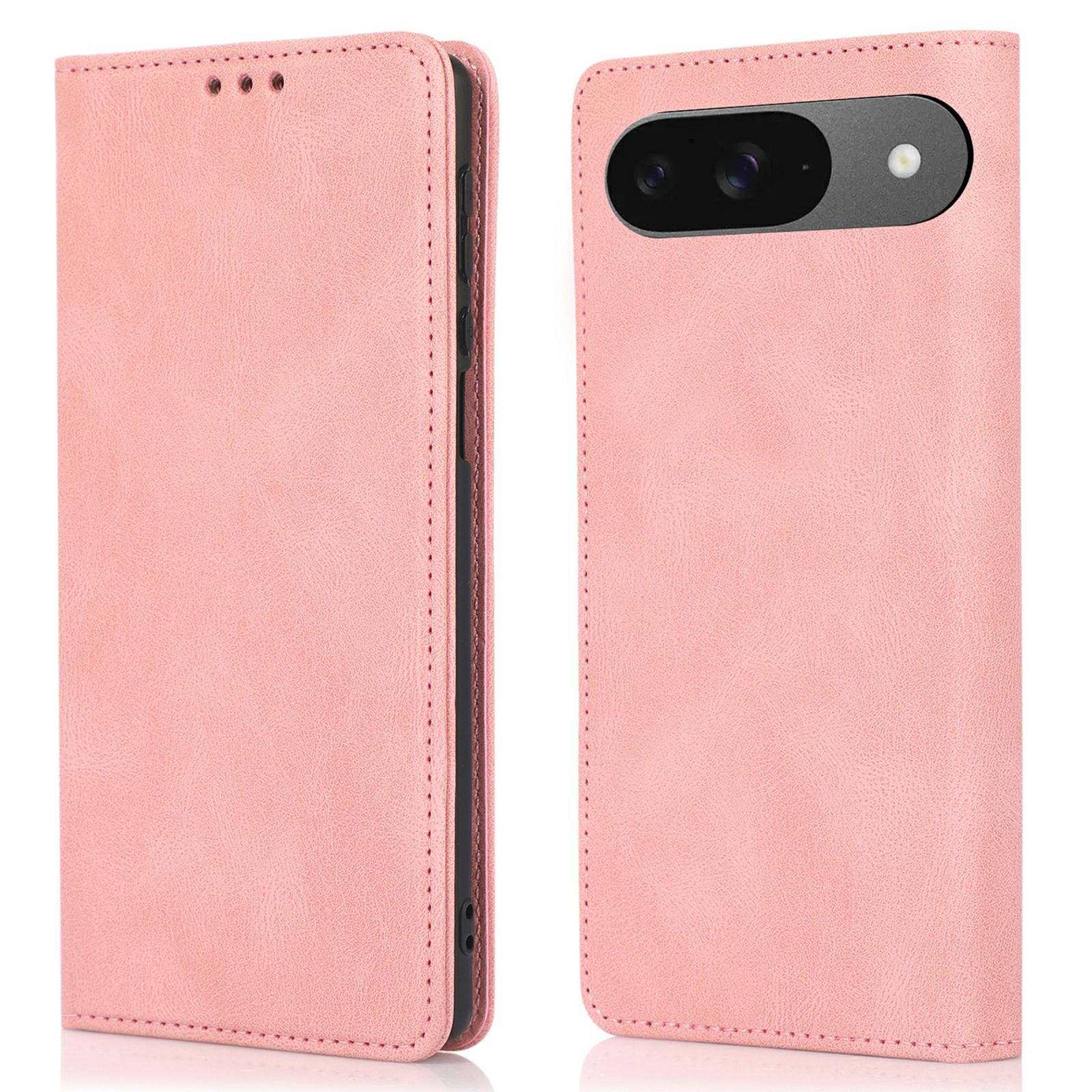 

Phone Case For Google Pixel 10/10 Pro/9/9 Pro,Wallet Magnetic Closing Leather Flip Cover Rose Gold